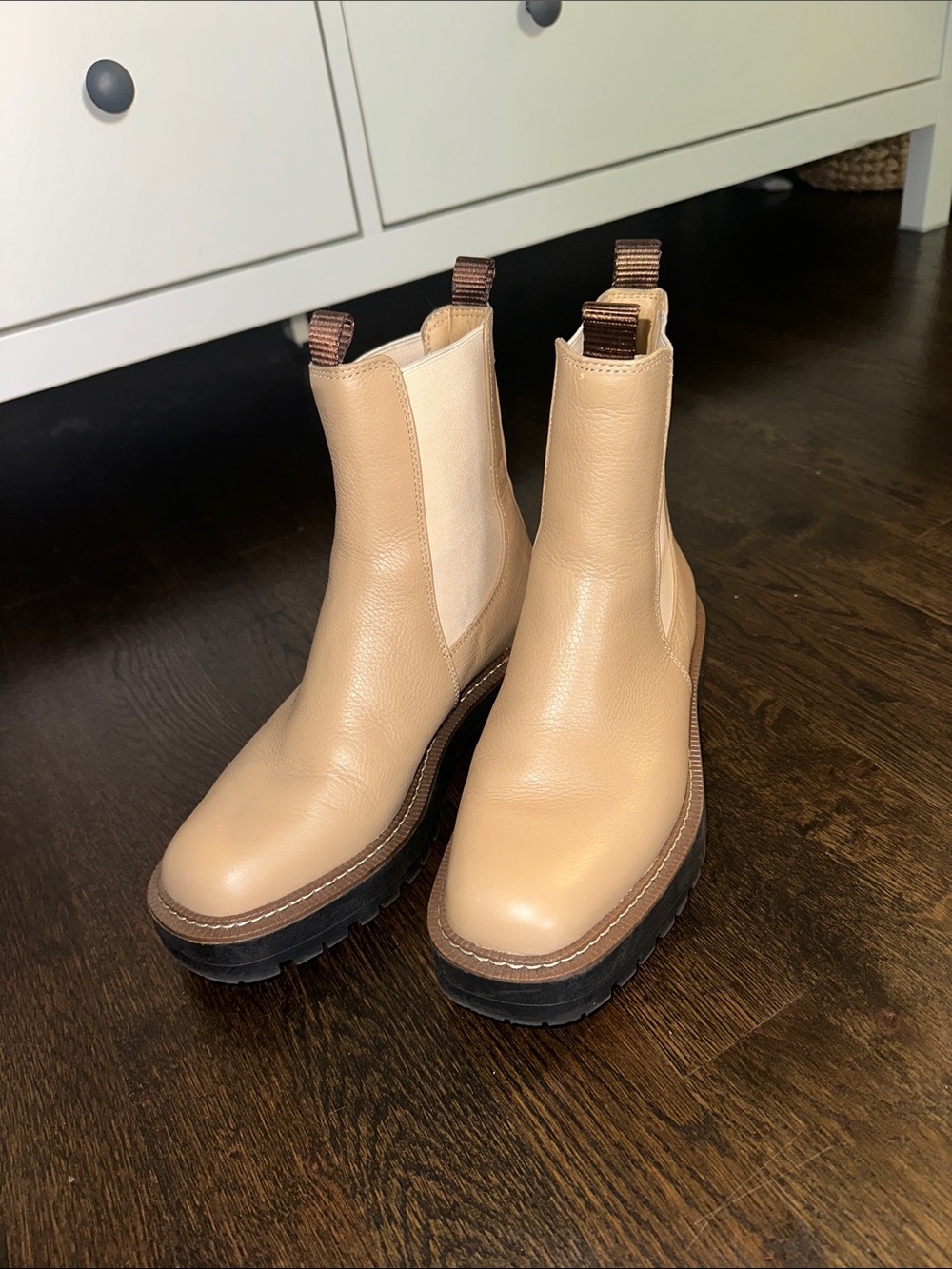 Sam Edelman Women’s Chelsea Lug Boot in Beige